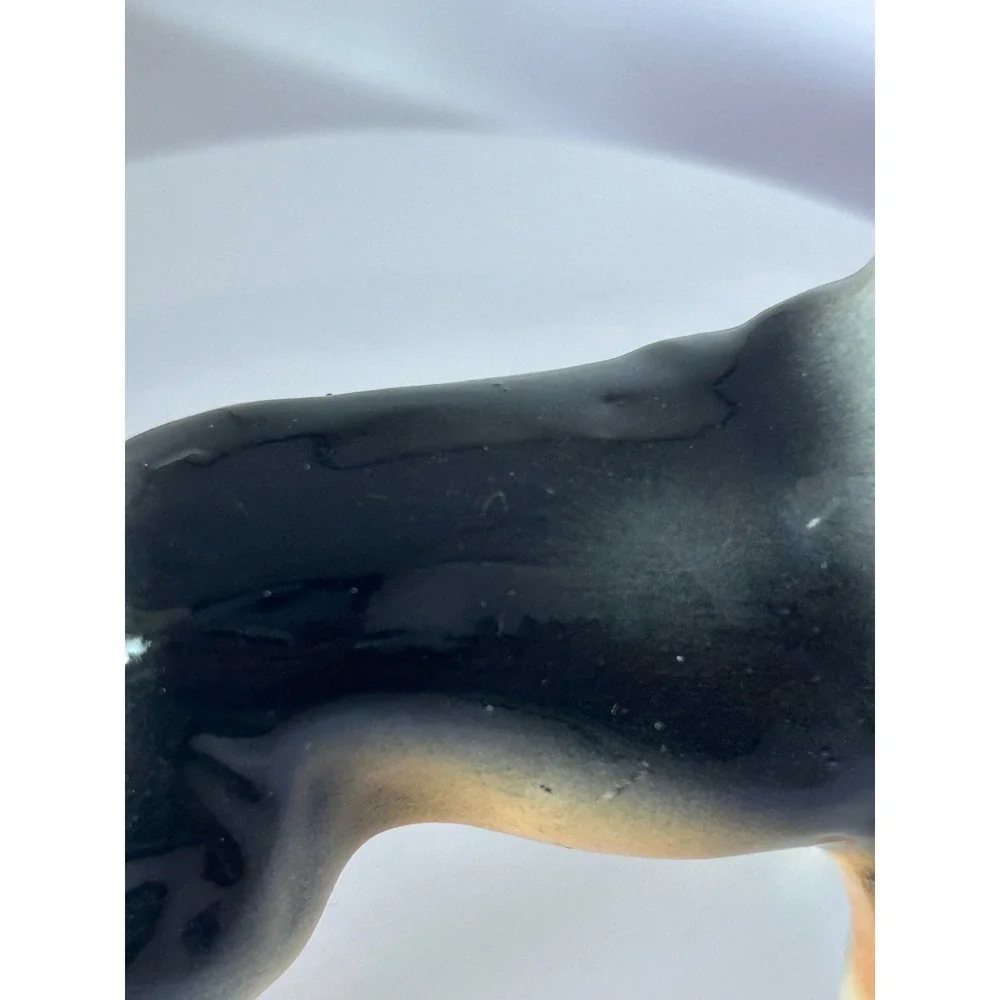 Vintage Ceramic Beagle Figurine Tricolor Dog Statue‎ Made in Japan Glossy Glaze